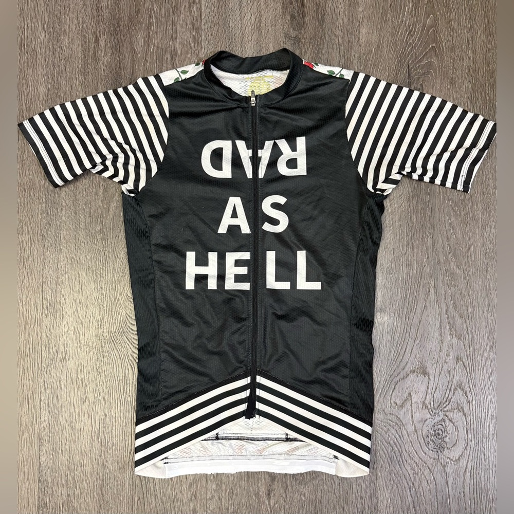 Black 'Rad As Hell' Short Sleeve Cycling Jersey